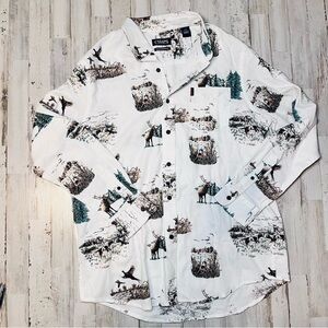 Chaps Performance Duck Dog Elk Pheasant Print Long Sleeve Shirt Men’s LARGE